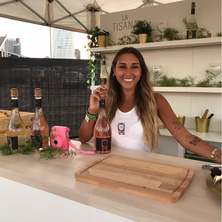 The hostess offered samples of La Tisana at her stand.